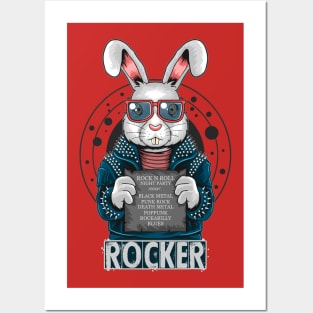 Rocker rabbit Posters and Art